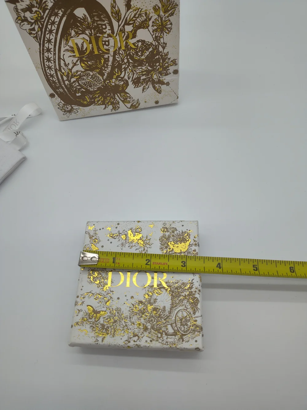 DIOR Limited Edition Gold Foil Butterfly Gift Bag Box Ribbon Dust Bag Set